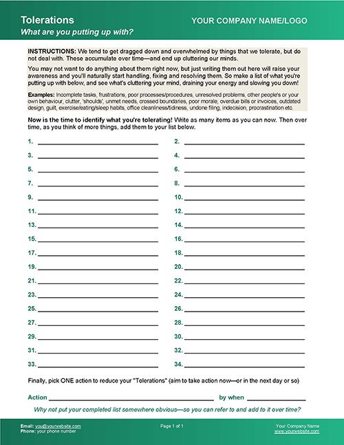 Identify Tolerations Free Coaching Exercise